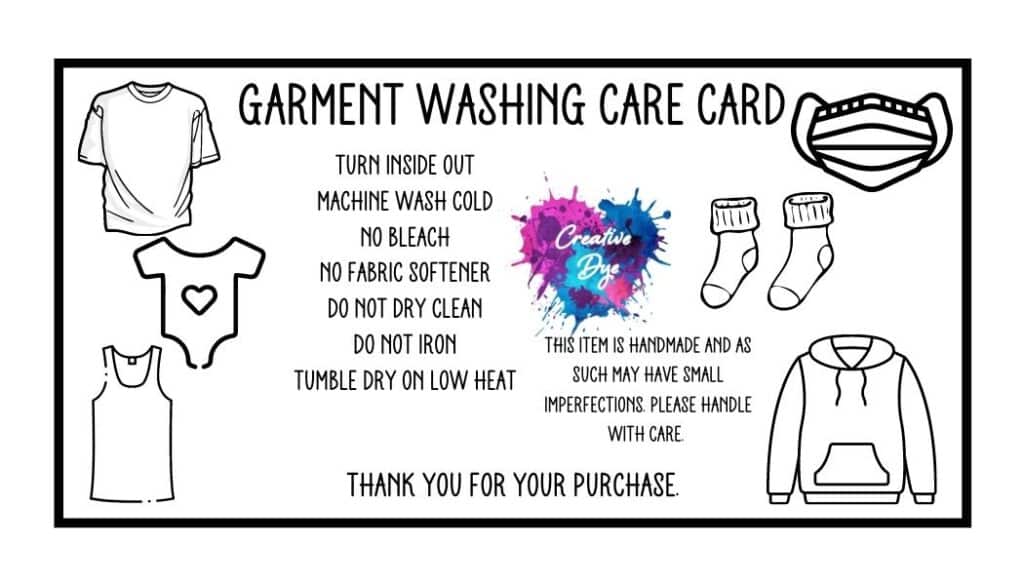 T-shirt washing care card